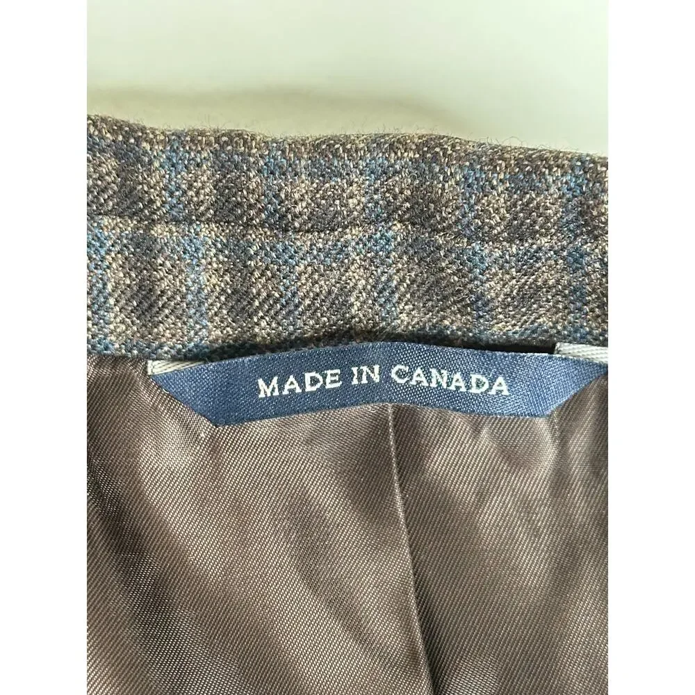 Ralph by Ralph Lauren Blazer Jacket Mens 42R Slim Fit Brown Blue Check Lined